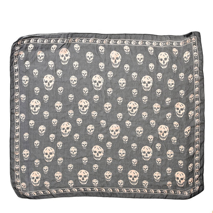 Alexander McQueen Silk Chiffon Skull Scarf Black Blush 1 of 5