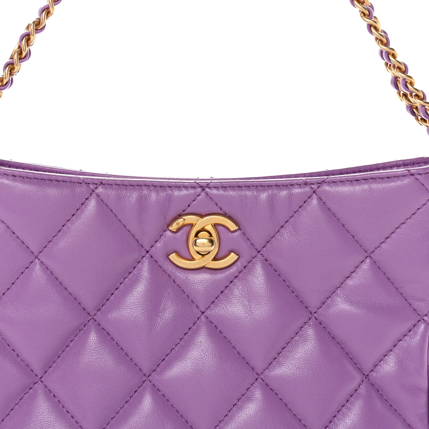 Lambskin Quilted Small Pick Me Up Hobo Purple