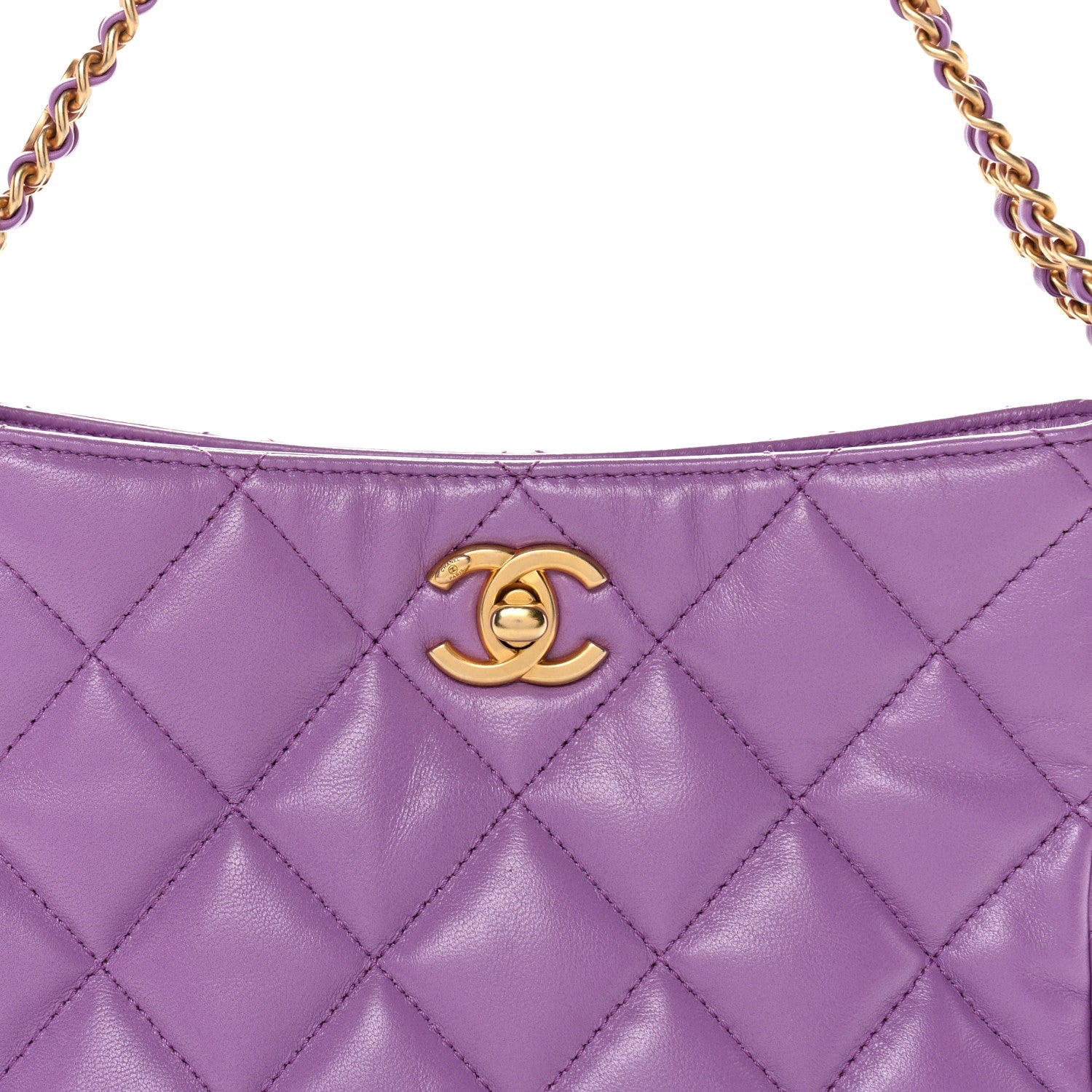 Chanel Lambskin Quilted Small Pick Me Up Hobo Purple 8 of 10