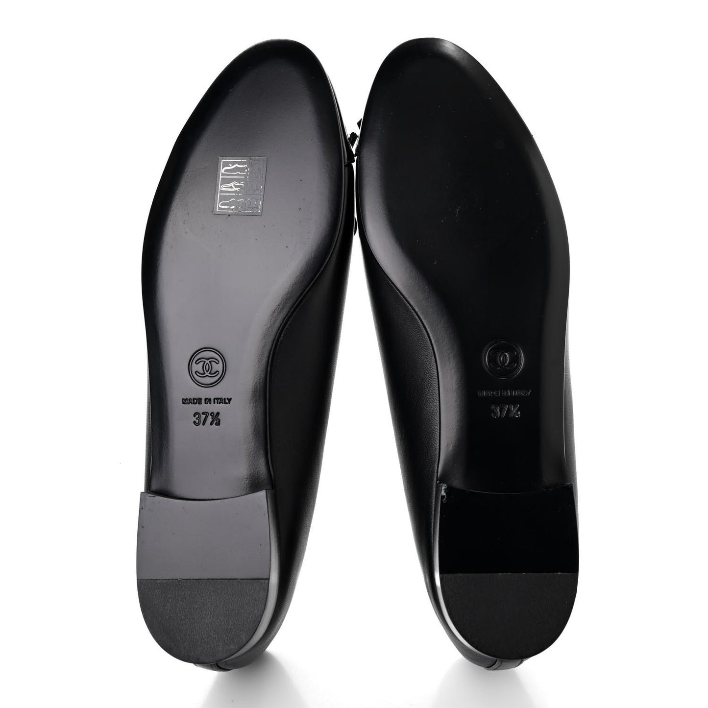 Lambskin Patent Cap Toe Ballerina Flats 37.5 Black
