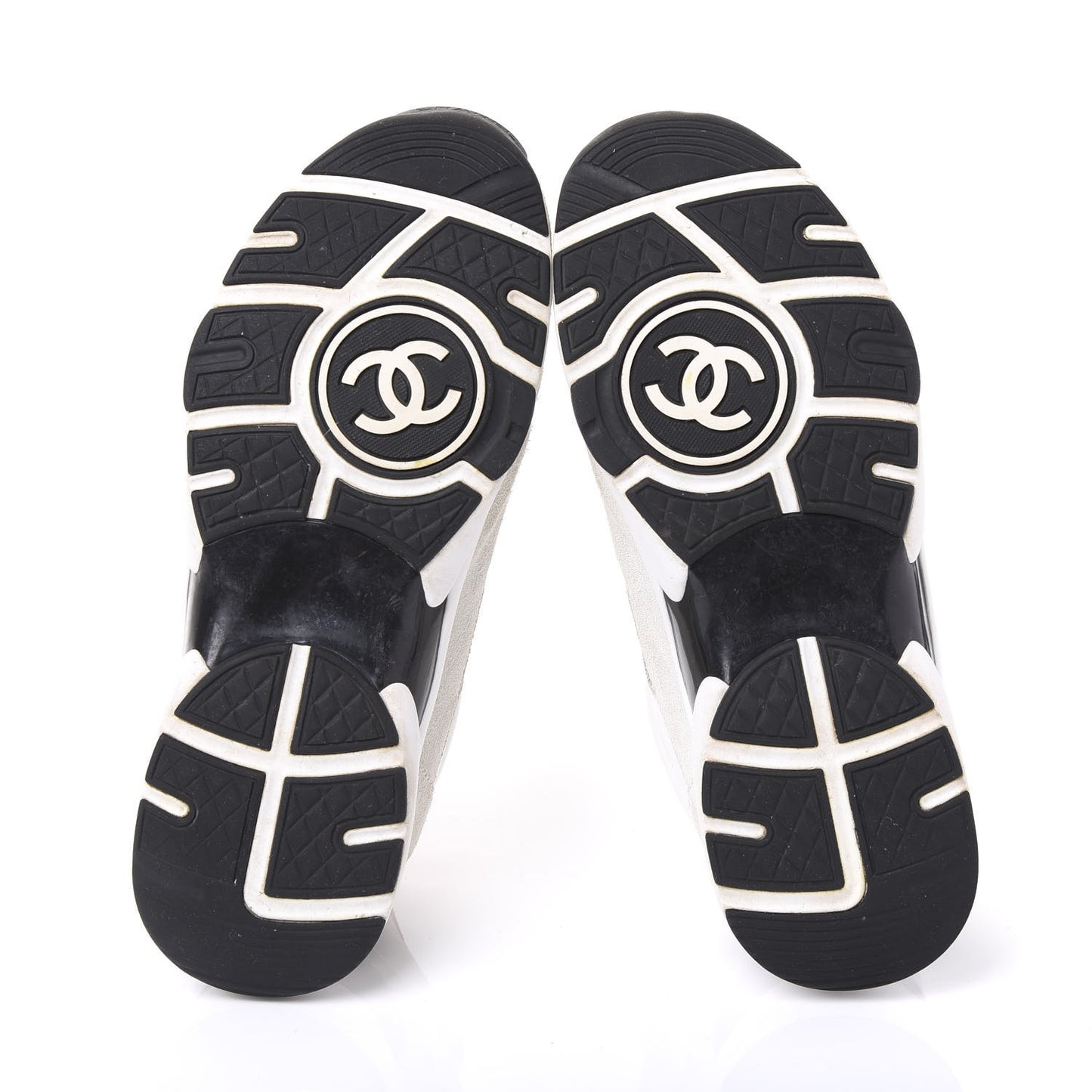 Suede Calfskin CC Sneakers 38 White Silver Fluo Pink