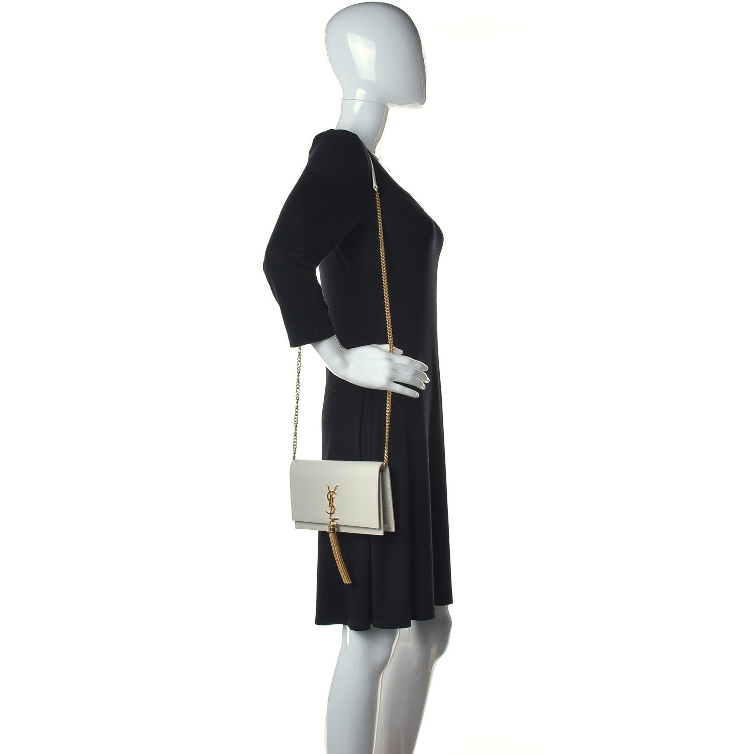 Saint Laurent Grain De Poudre Classic Monogram Kate Tassel Chain Wallet Crema Soft 2 of 11