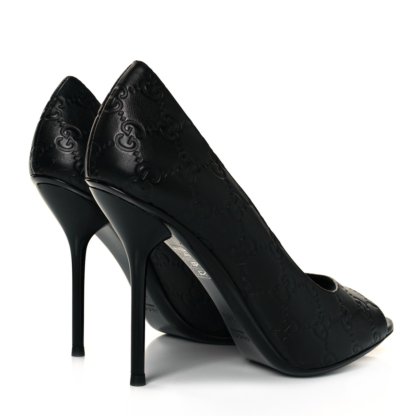 Guccissima GG Peep Toe Heels 38.5 Black