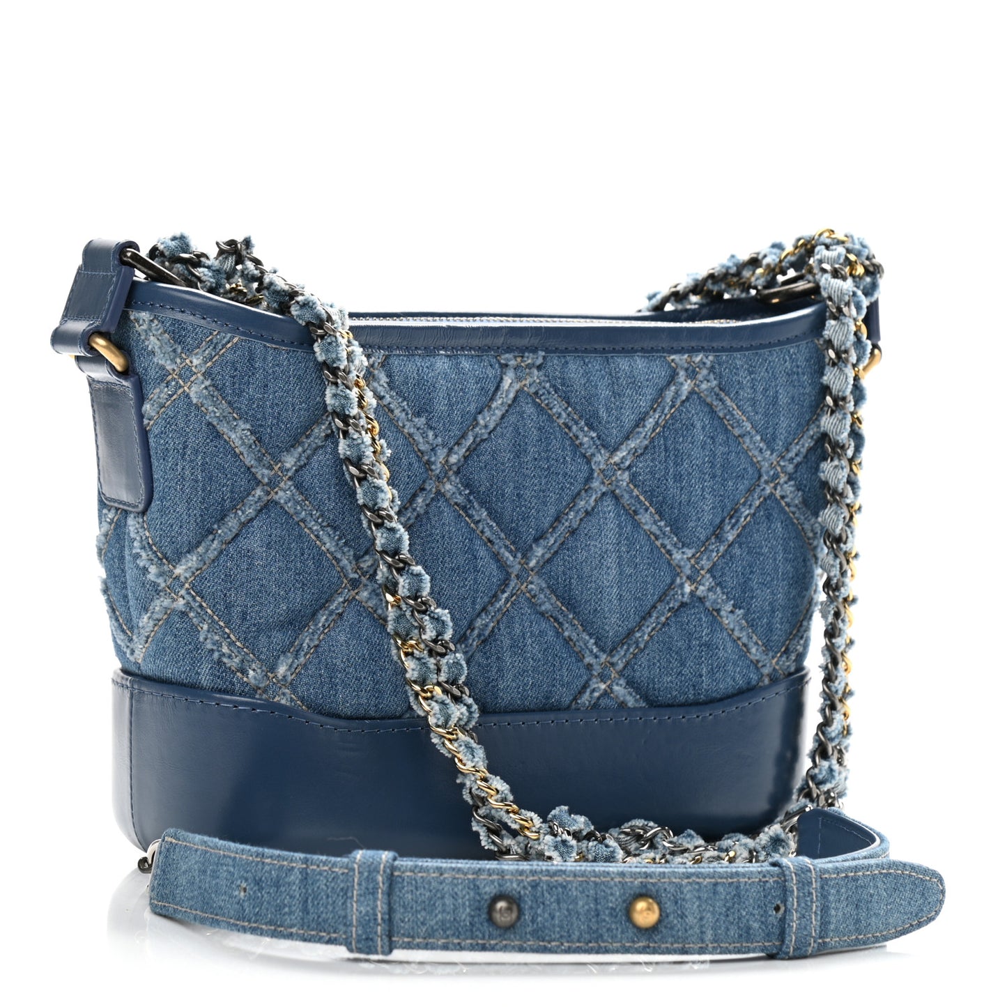 Denim Calfskin Small Gabrielle Hobo Blue