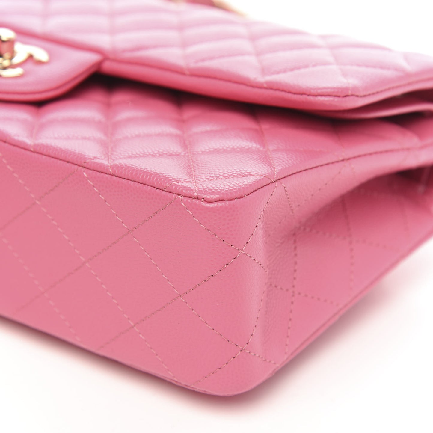 Caviar Quilted Medium Double Flap Pink