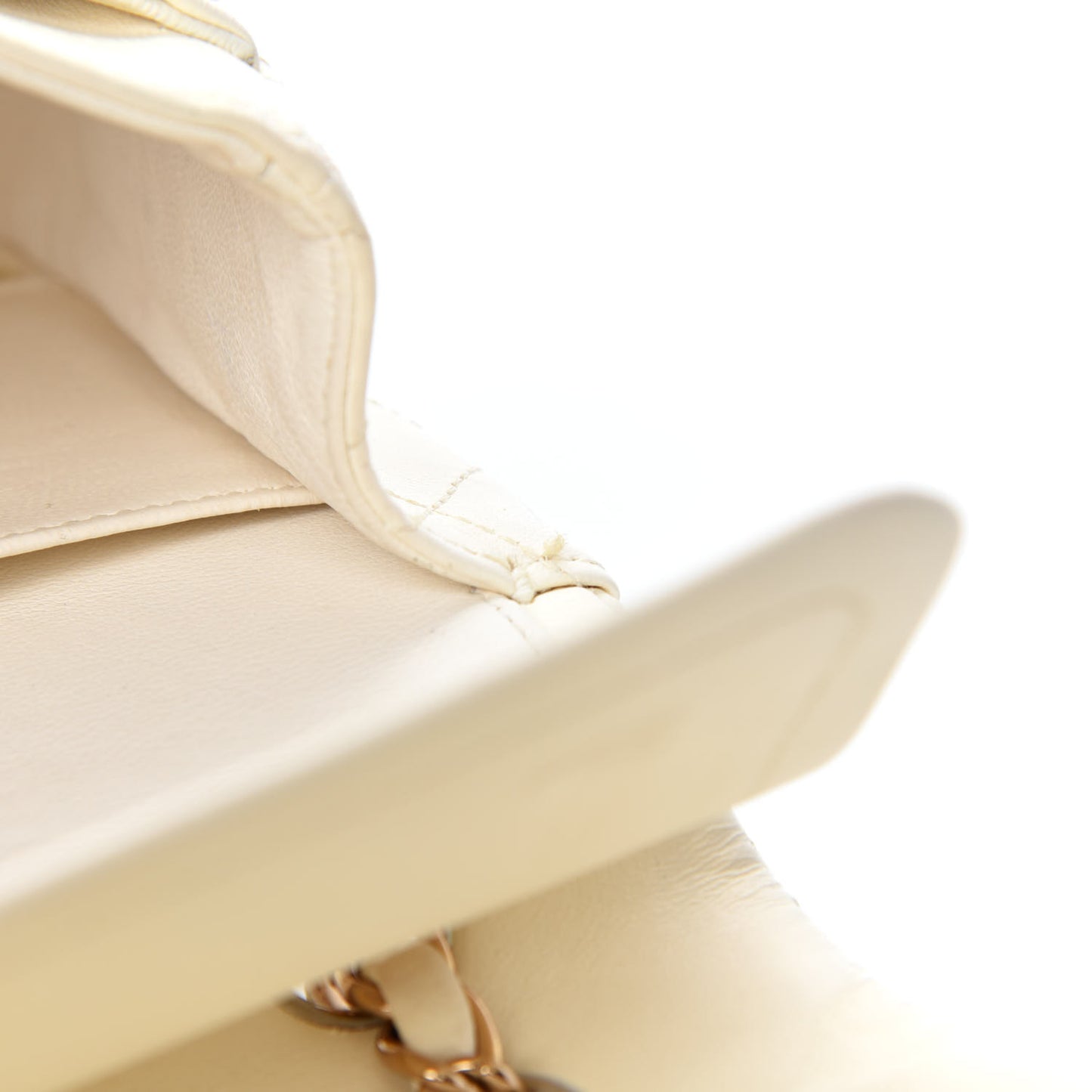 Lambskin Quilted Medium Double Flap White