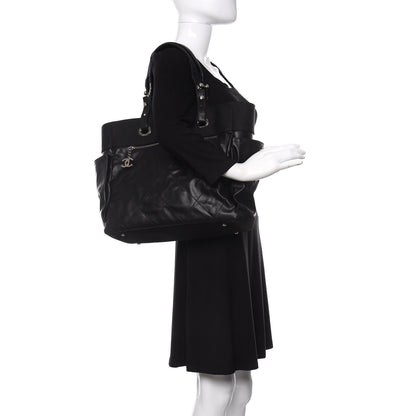 Chanel Coated Canvas Quilted Large Paris Biarritz Tote Black 2 of 10