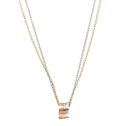 Cartier 18K White Pink Gold Diamond Three Ring LOVE Pendant Necklace 1 of 4