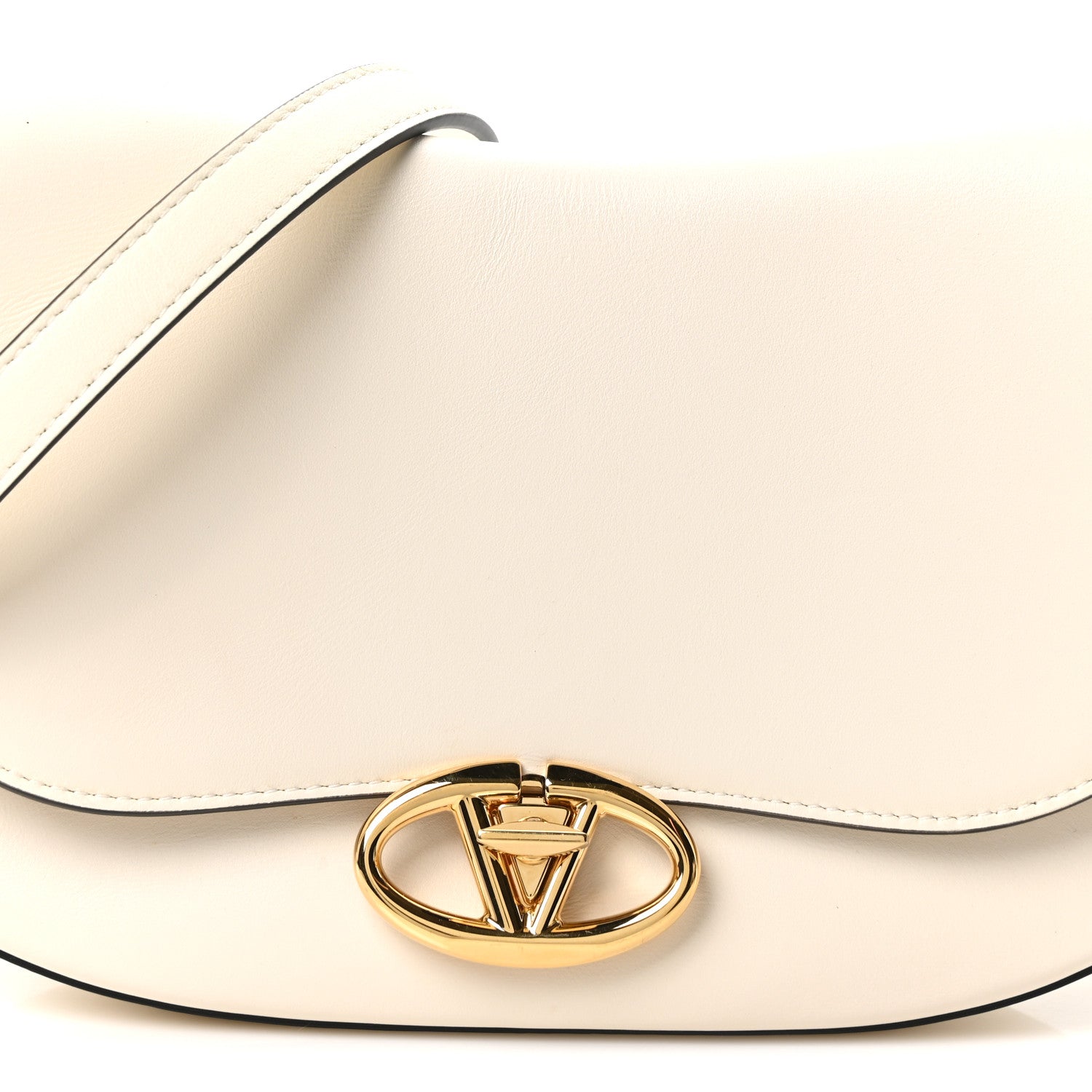 Valentino Garavani Calfskin Ohval Foldover Shoulder Bag White 8 of 10