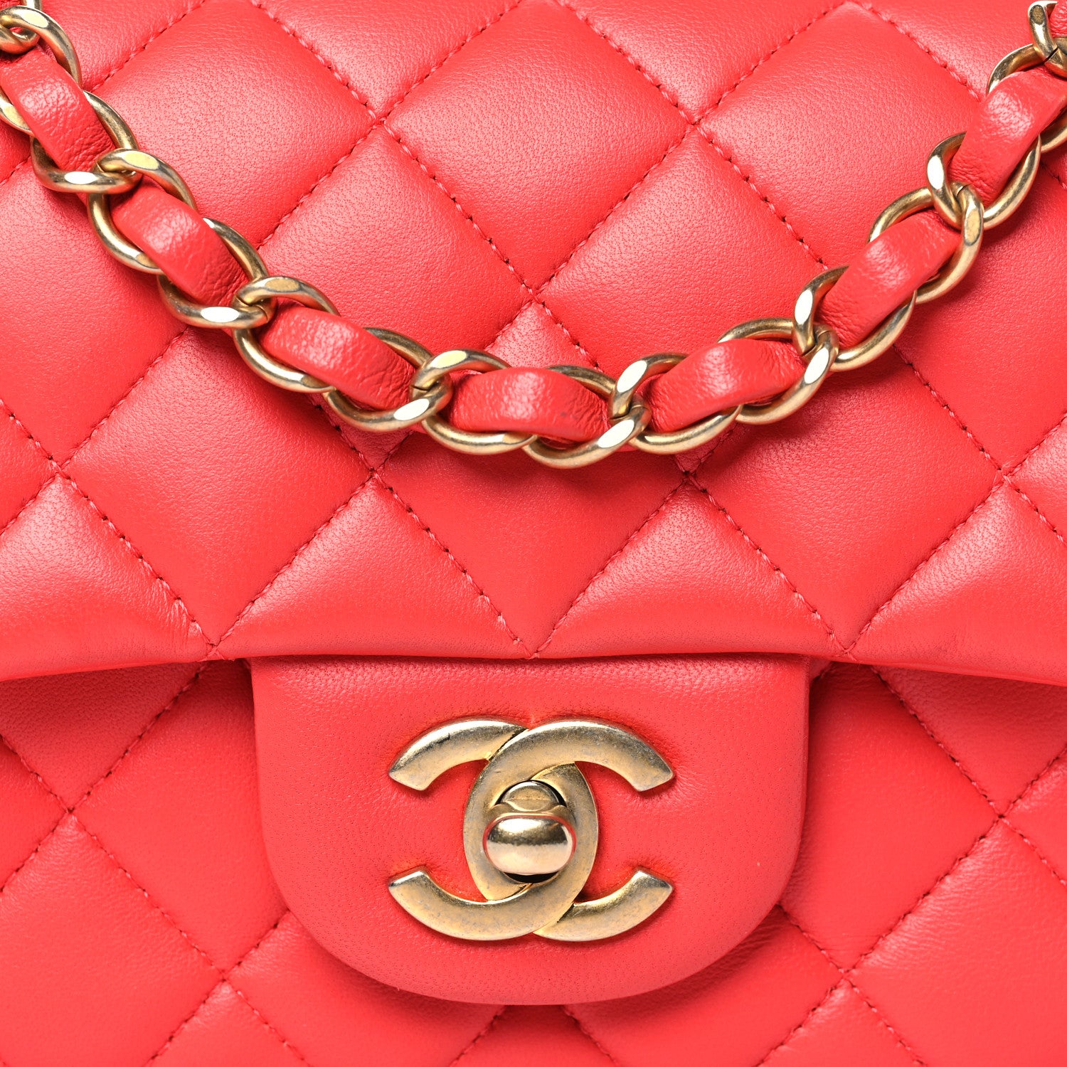 Chanel Lambskin Quilted Mini Rectangular Flap Red 8 of 11