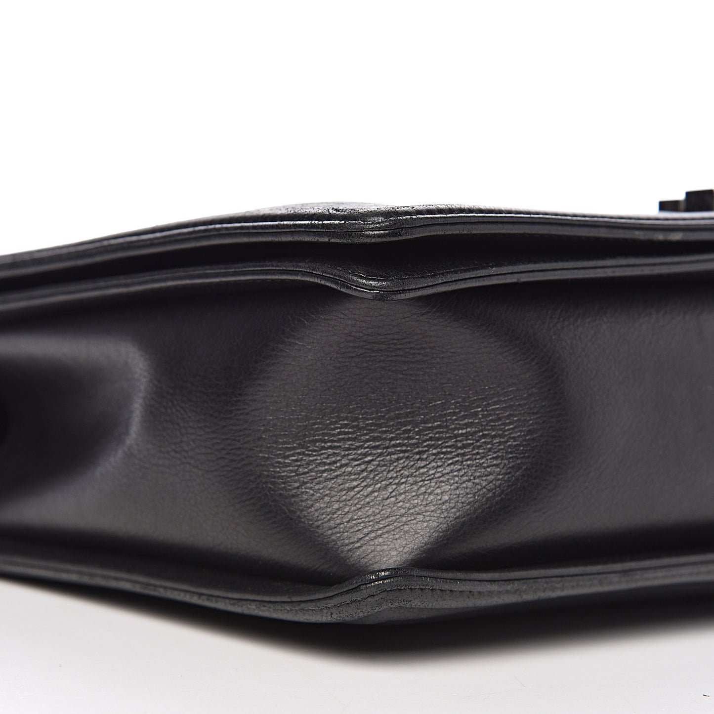 Calfskin Quilted Large Boy Flap Black