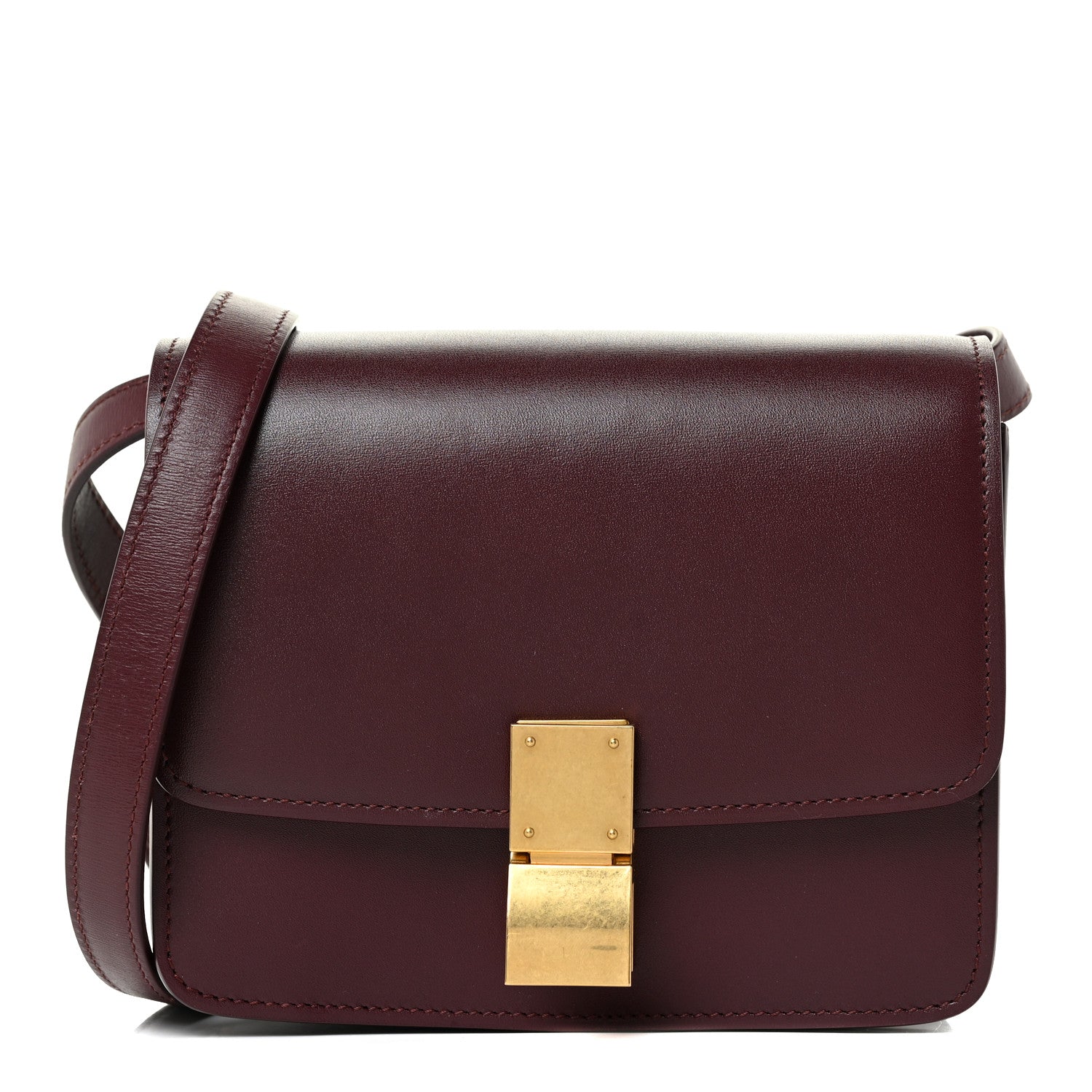 Celine Box Calfskin Small Classic Box Flap Bag Burgundy 1 of 17