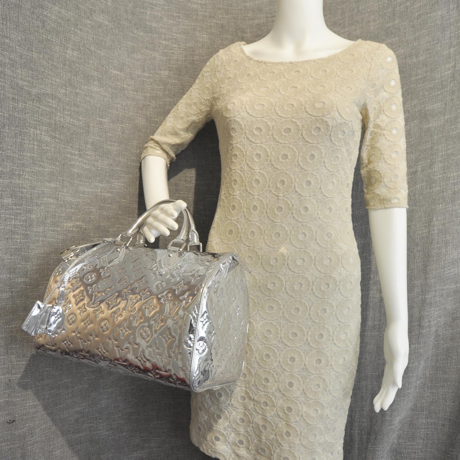 Louis Vuitton Monogram Miroir Speedy 35 Silver 2 of 14