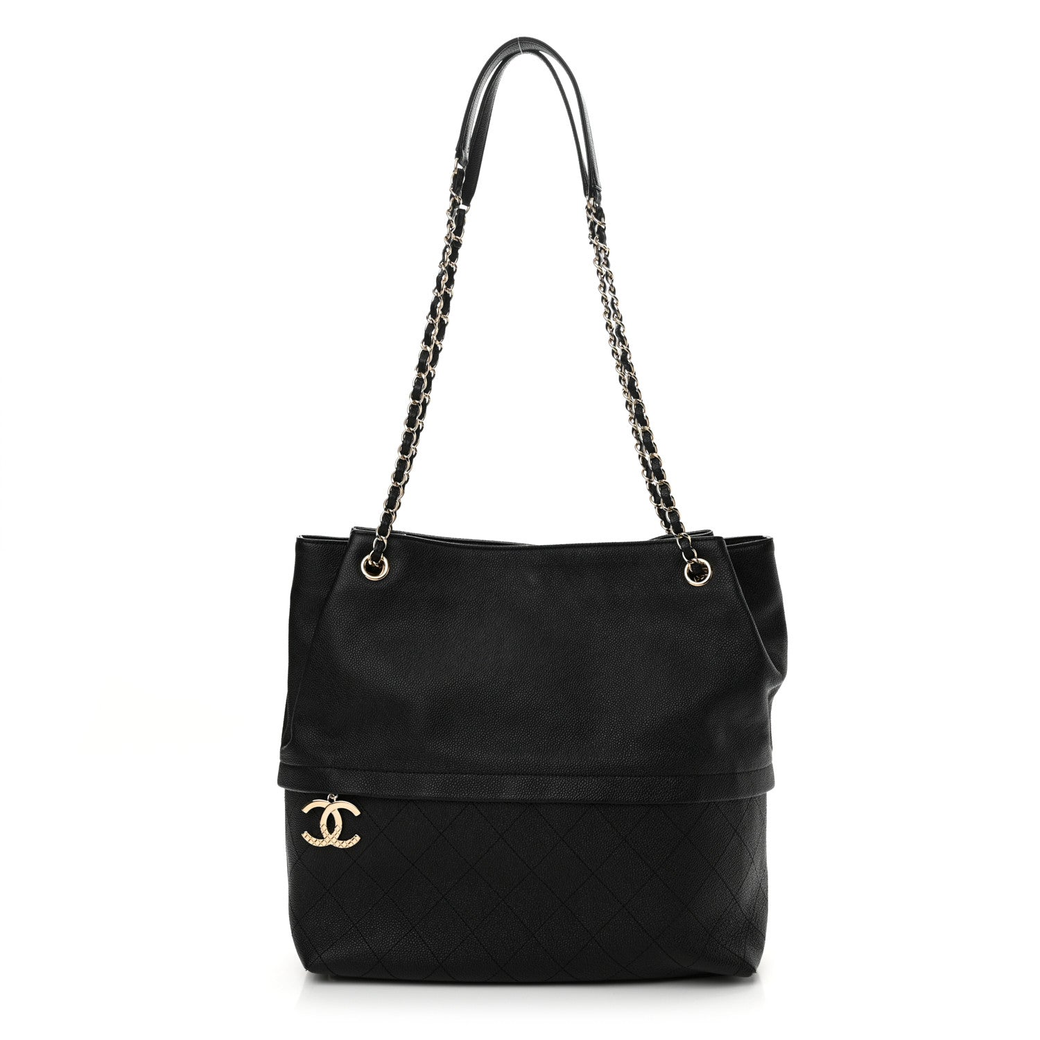 Chanel Crumpled Grained Calfskin Zip and Carry Shopping Tote Black 1 of 11