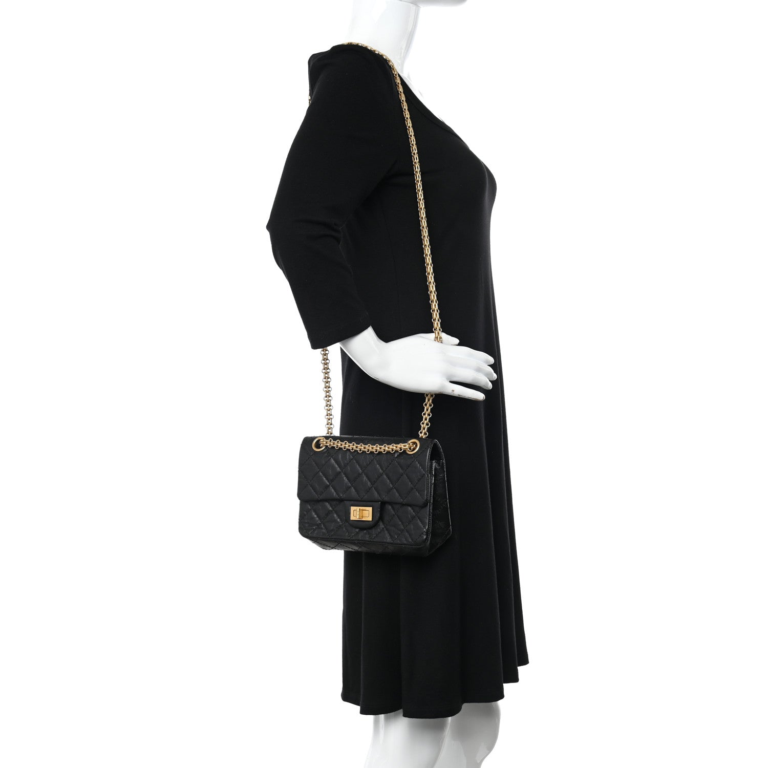 Chanel Aged Calfskin Quilted 2.55 Reissue Mini Flap Black 2 of 11