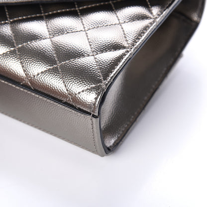 Saint Laurent Grain De Poudre Tri-Quilt Small College Monogram Satchel Piombo 7 of 7