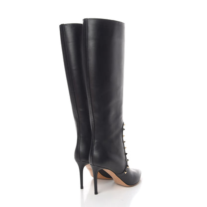 Valentino Garavani Calfskin Rockstud Tall Boots 37 Black 4 of 11