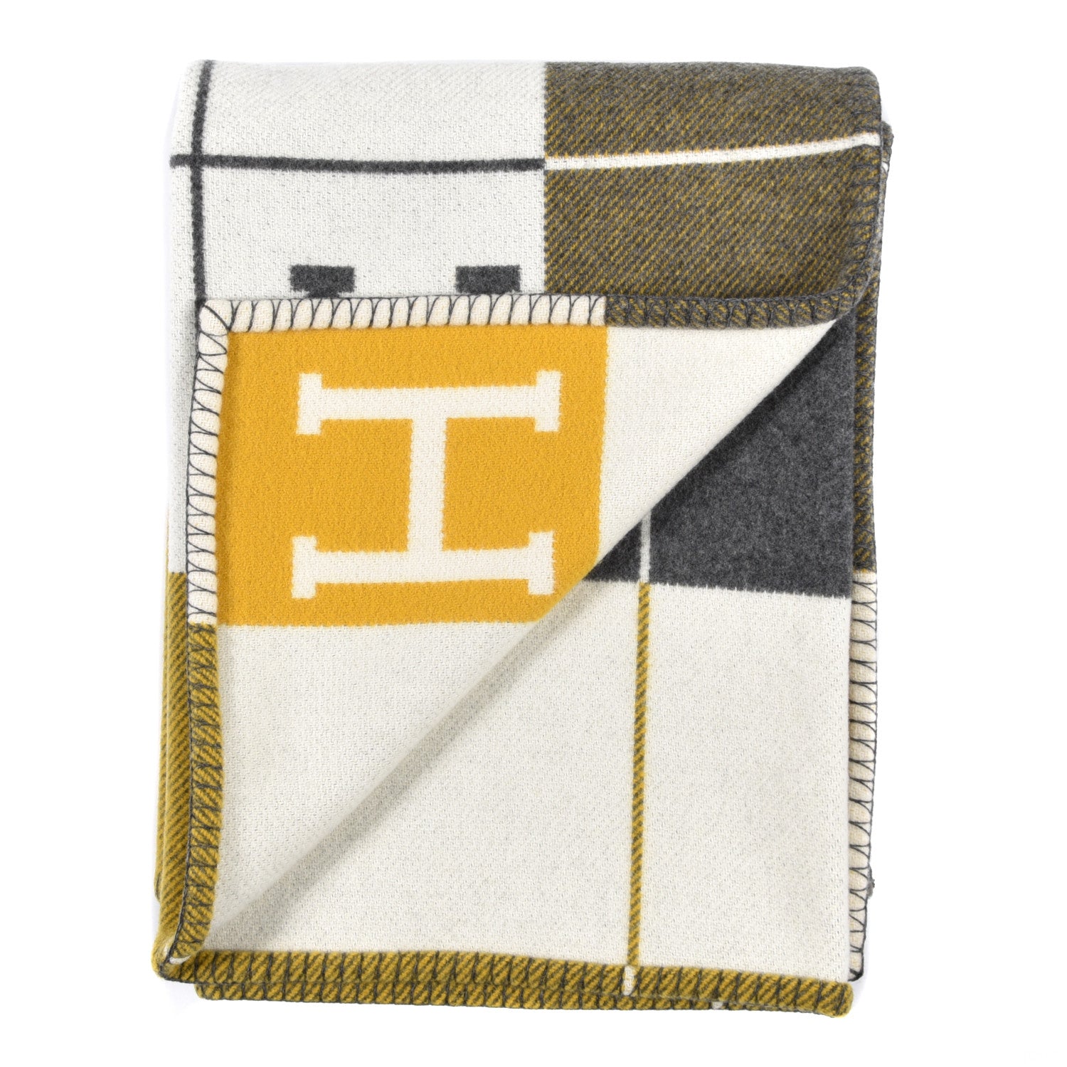 Hermes Wool Cashmere Avalon III Blanket Gris Soleil 2 of 3