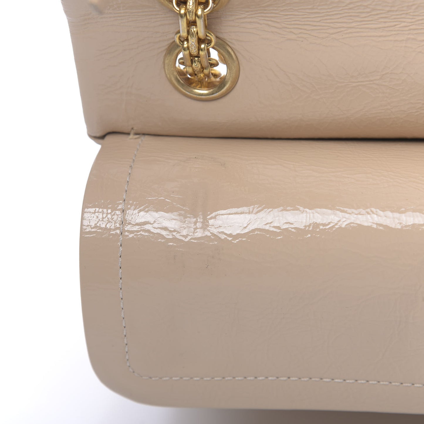Distressed Patent Quilted 2.55 Reissue 226 Flap Beige