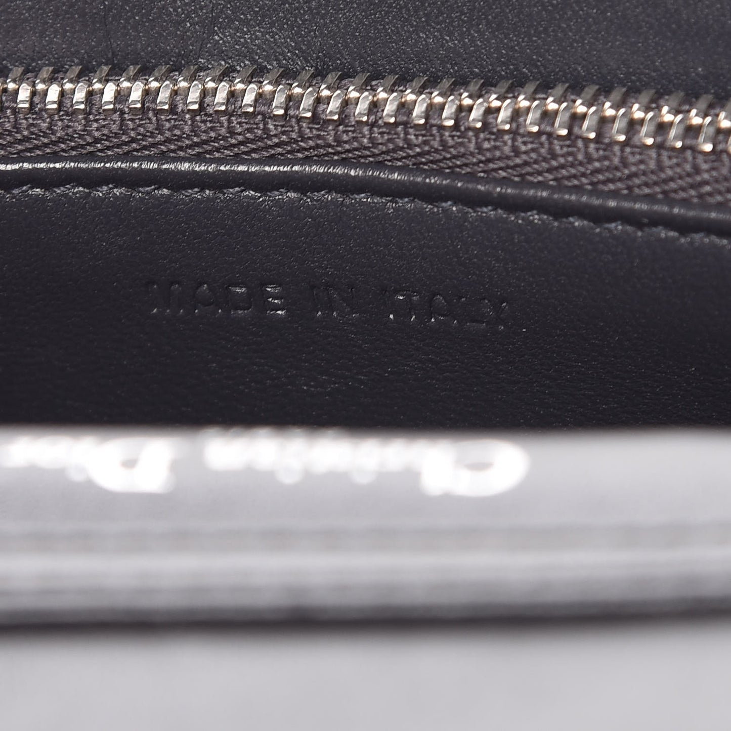 Metallic Patent Micro-Cannage Diorama Wallet on Chain Pouch Silver