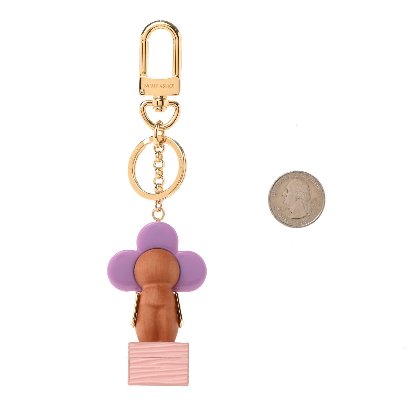 Resin Wood Vivienne Trunk Bag Charm Key Holder Pink