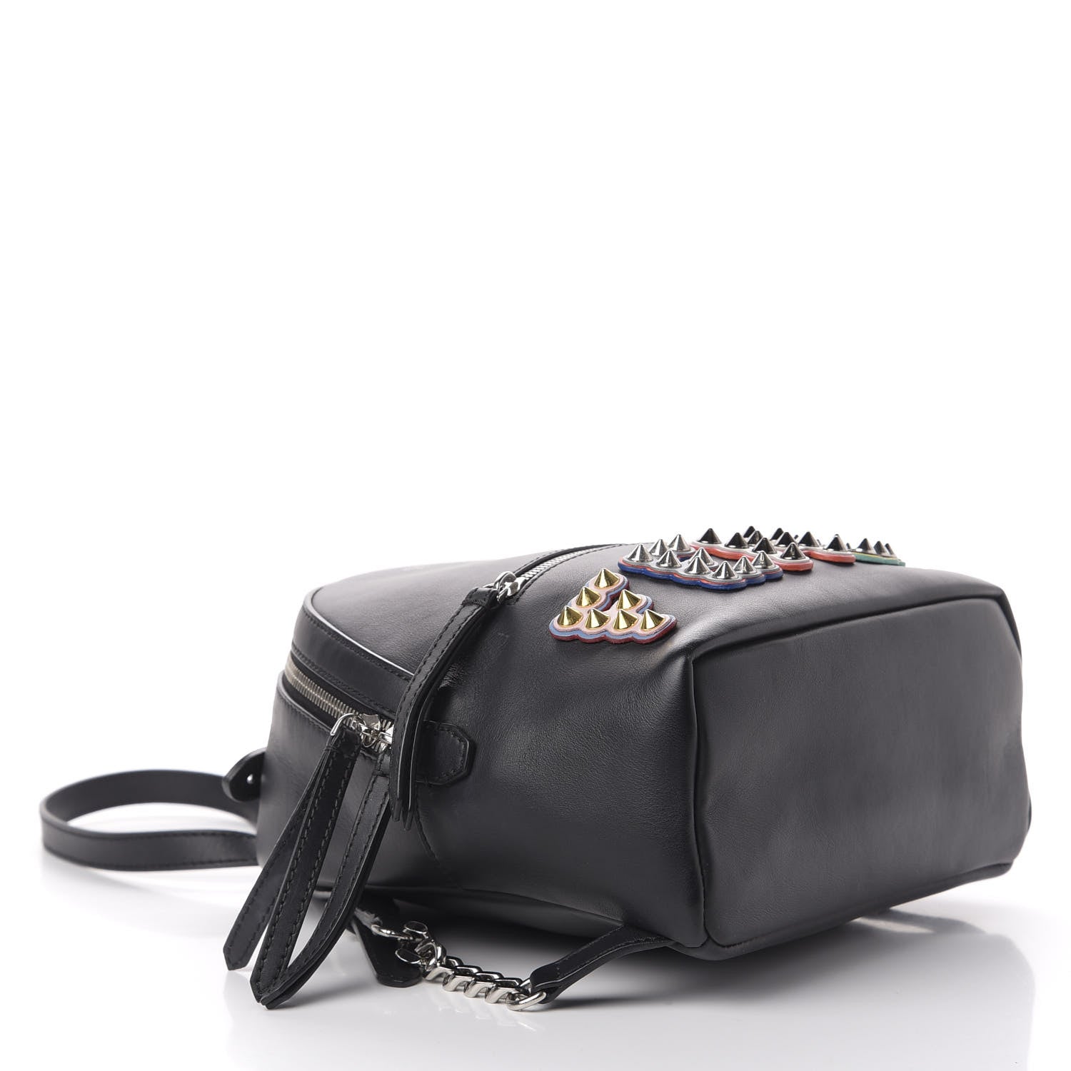 Fendi Vitello Century Fun Fair Metal Studded Mini Backpack Black Multicolor 3 of 10
