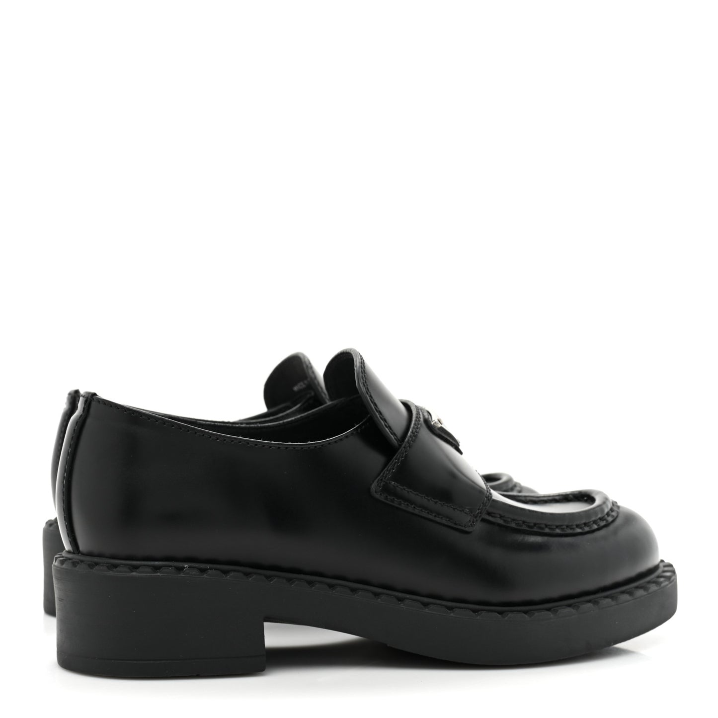 Spazzolato Metal Triangle Logo 50mm Loafers 35 Black