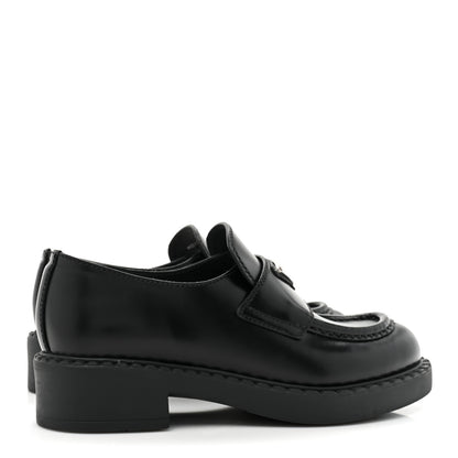 Prada Spazzolato Metal Triangle Logo 50mm Loafers 35 Black 4 of 9
