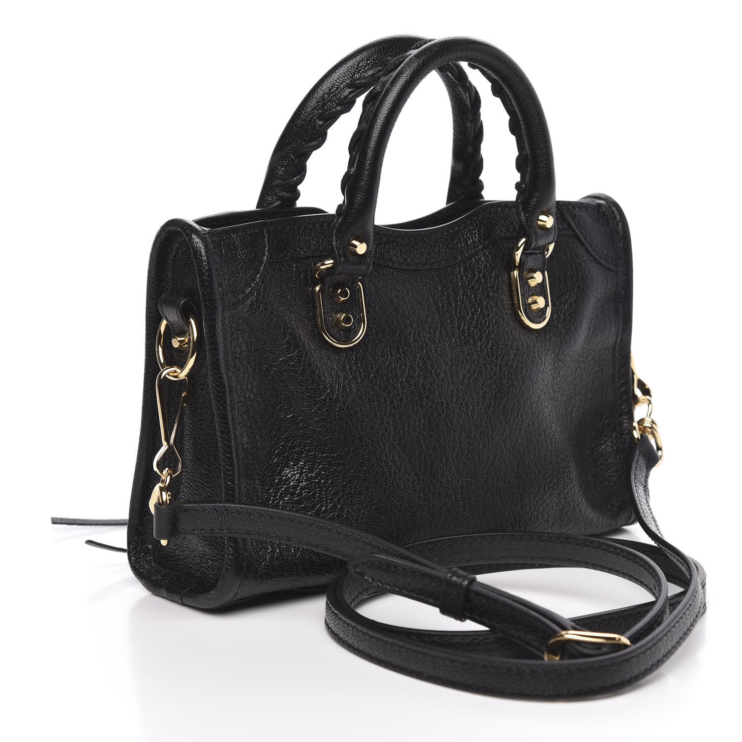 Balenciaga Chevre Gold Metallic Edge Hardware Nano City Black 3 of 10