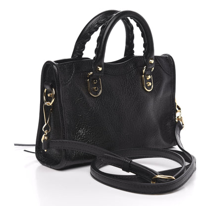 Balenciaga Chevre Gold Metallic Edge Hardware Nano City Black 3 of 10