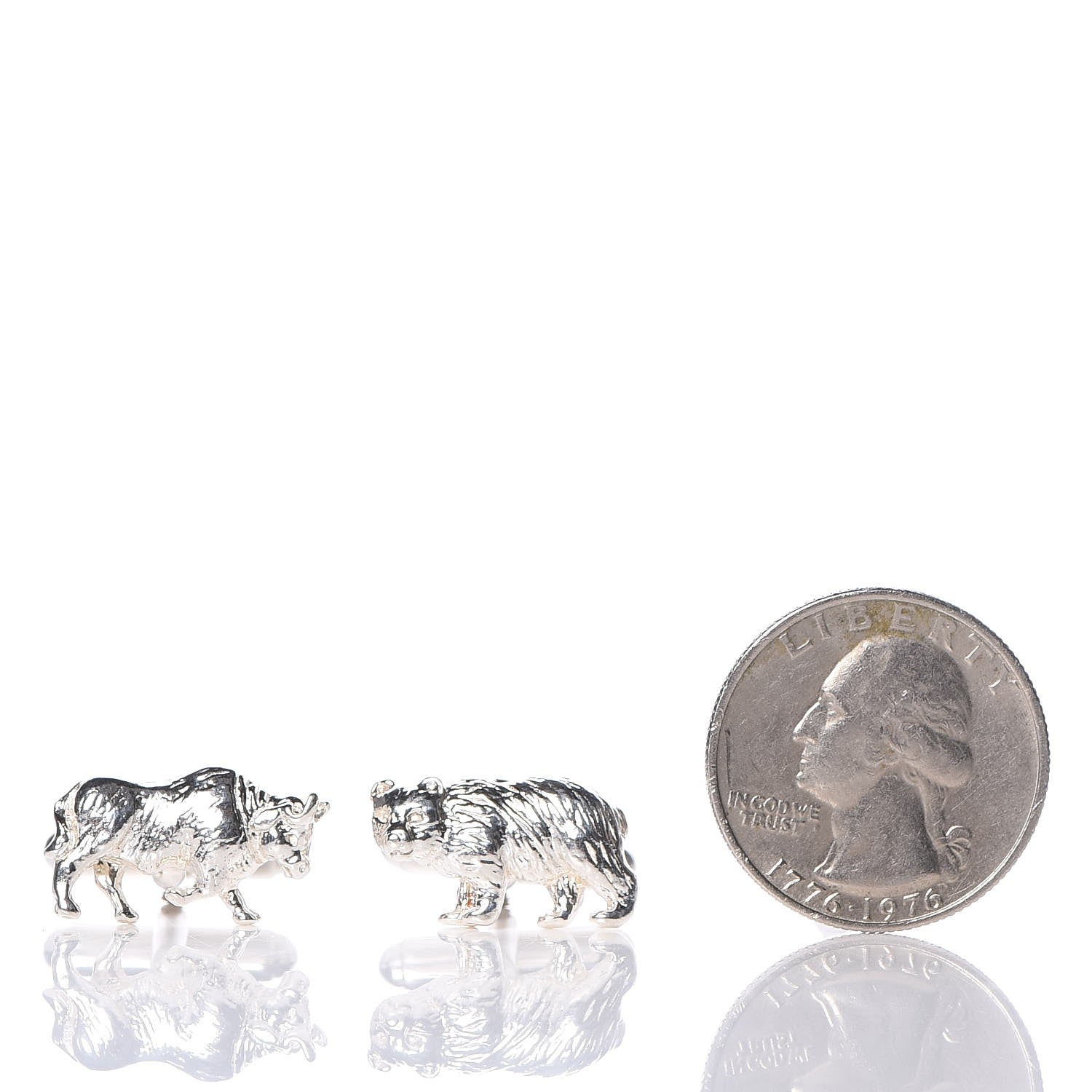 Tiffany Sterling Silver Bull and Bear Cuff Links 2 of 5