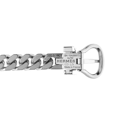 Hermes 18K White Gold Diamond TPM Boucle Sellier Bracelet SH 3 of 3