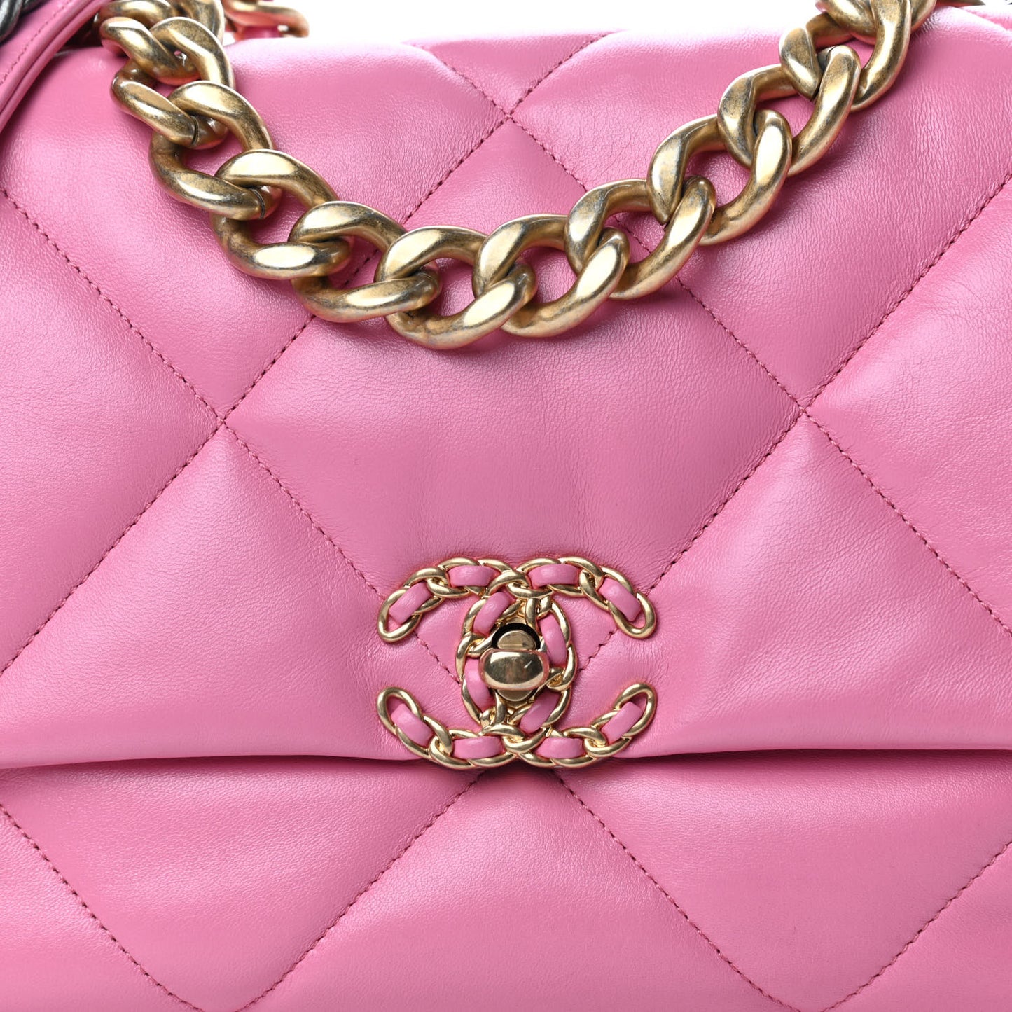Lambskin Quilted Large Chanel 19 Flap Pink