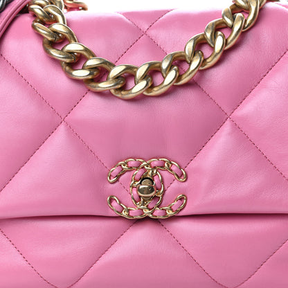 Chanel Lambskin Quilted Large Chanel 19 Flap Pink 10 of 10
