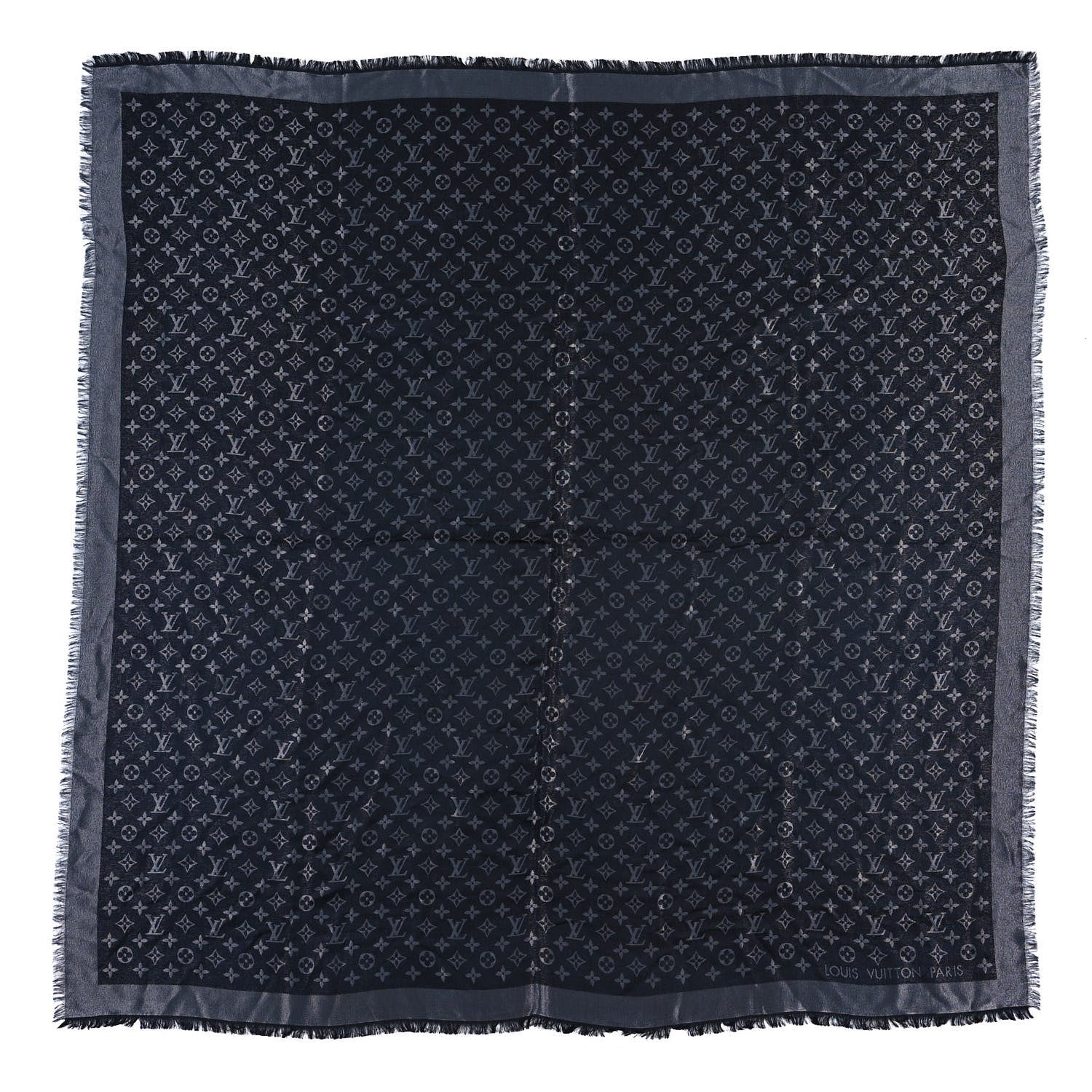 Louis Vuitton Silk Lurex Wool Monogram Shine Shawl Black 1 of 4