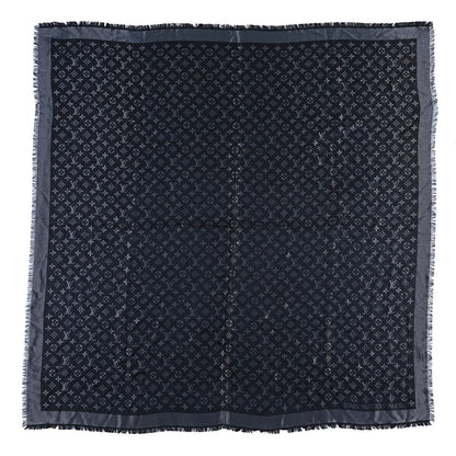 Louis Vuitton Silk Lurex Wool Monogram Shine Shawl Black 1 of 4