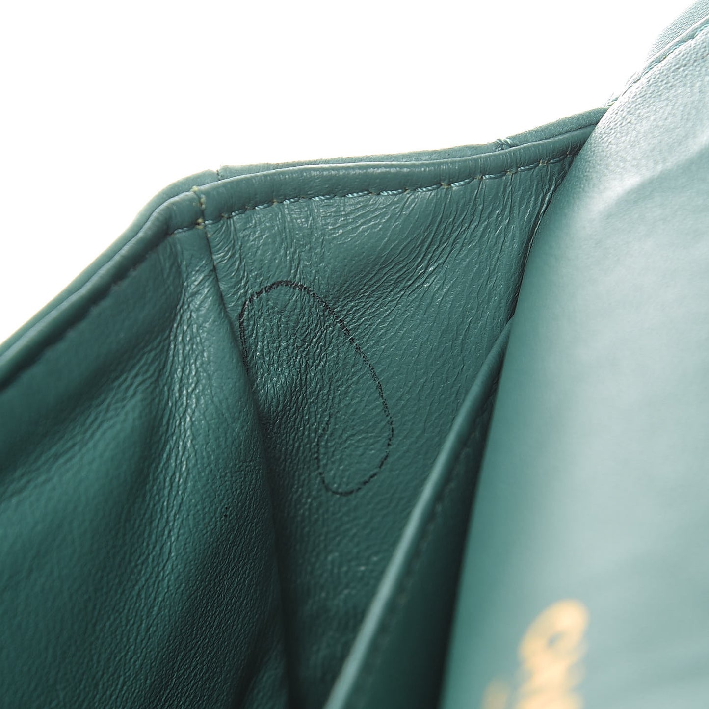 Lambskin Quilted Medium Double Flap Green