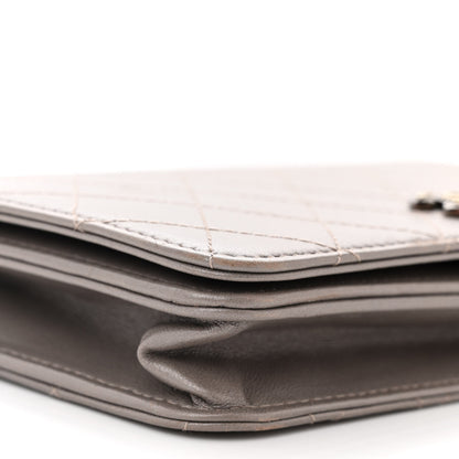 Chanel Calfskin Resin Stitched Wallet On Chain WOC Grey 10 of 13