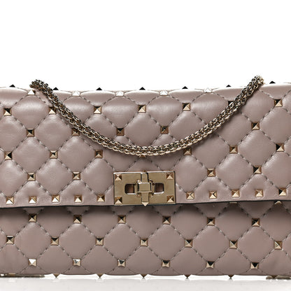 Valentino Garavani Lambskin Rockstud Spike Wallet on Chain Poudre 8 of 13