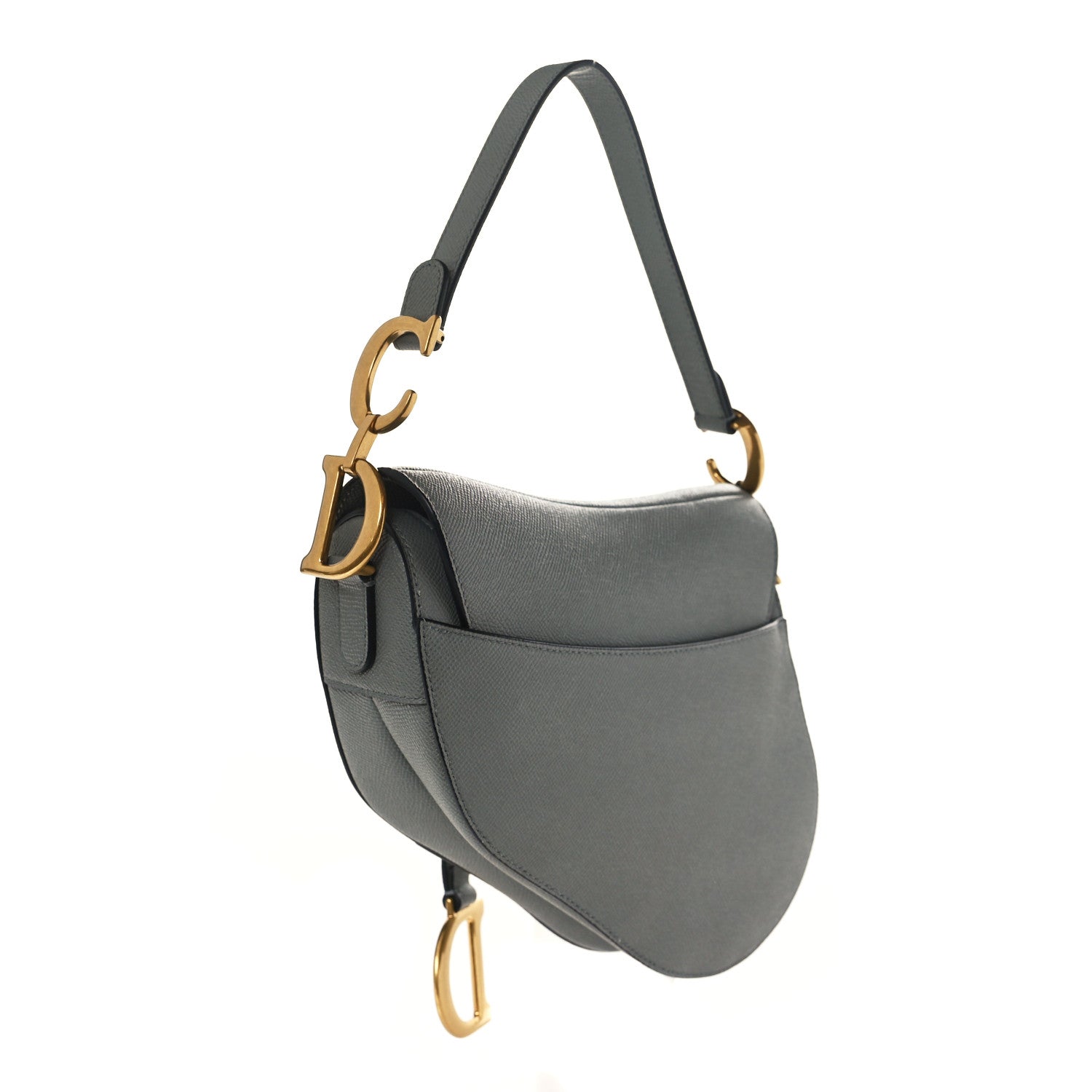 Christian Dior Grained Calfskin Saddle Bag Grey 3 of 9