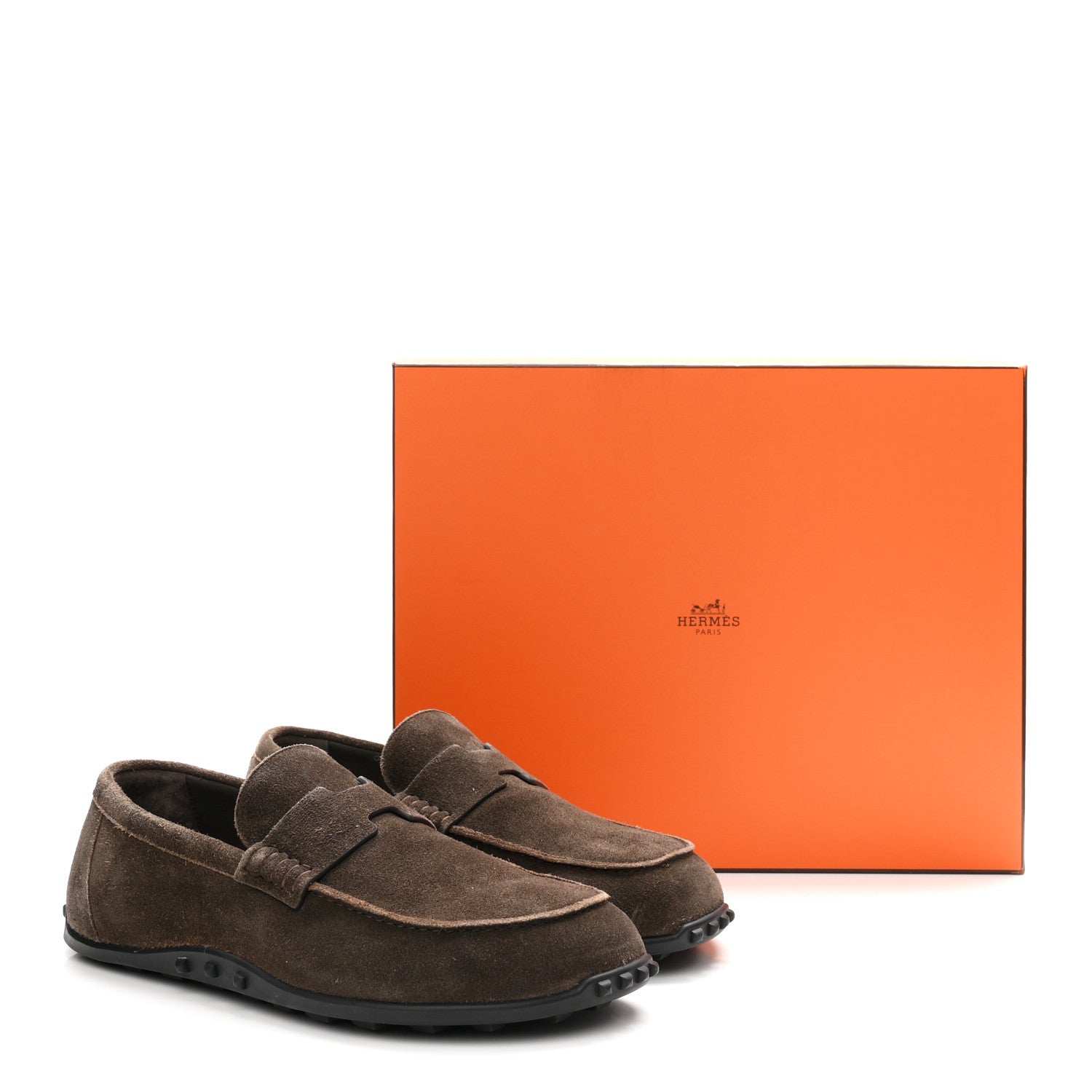 Hermes Suede Calfskin Mens Lazy Loafers 42 Ecorce 11 of 11