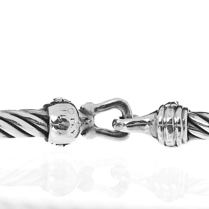 David Yurman Sterling Silver Diamond 3mm Cable Buckle Bracelet 4 of 4