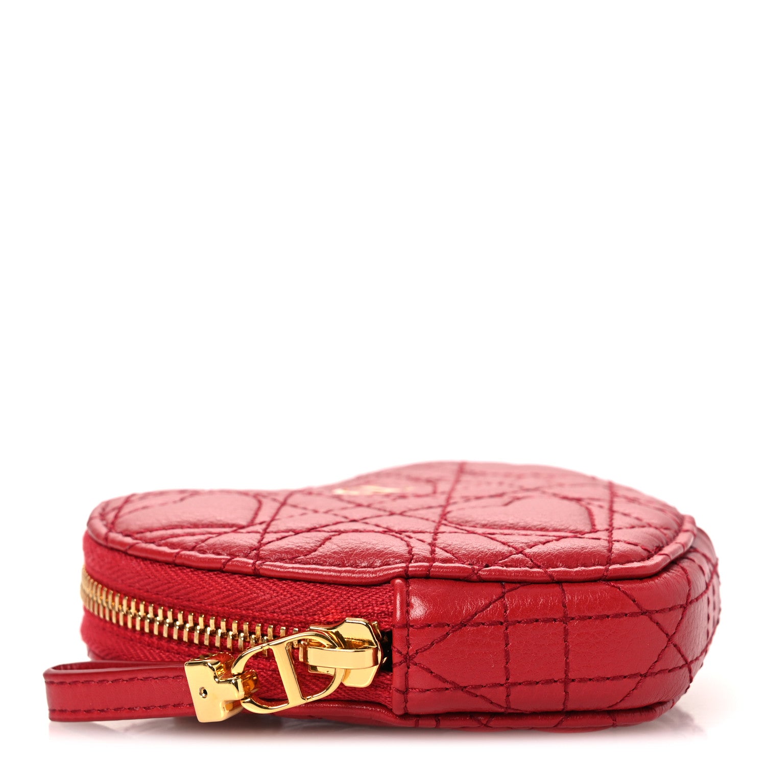 Christian Dior Calfskin Cannage Dioramour Caro Heart Pouch With Chain Bright Red 4 of 12