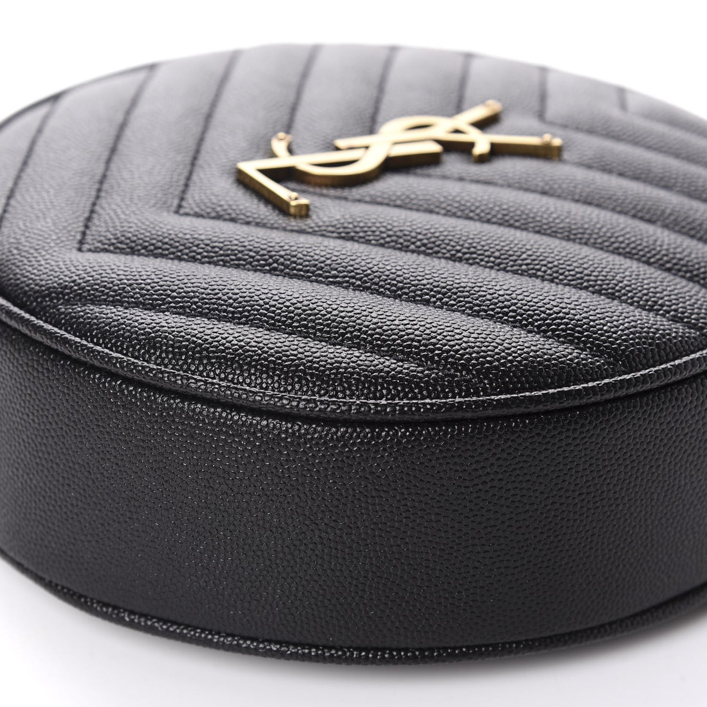 Grain De Poudre Matelasse Chevron Quilted Round Vinyle Camera Bag Black