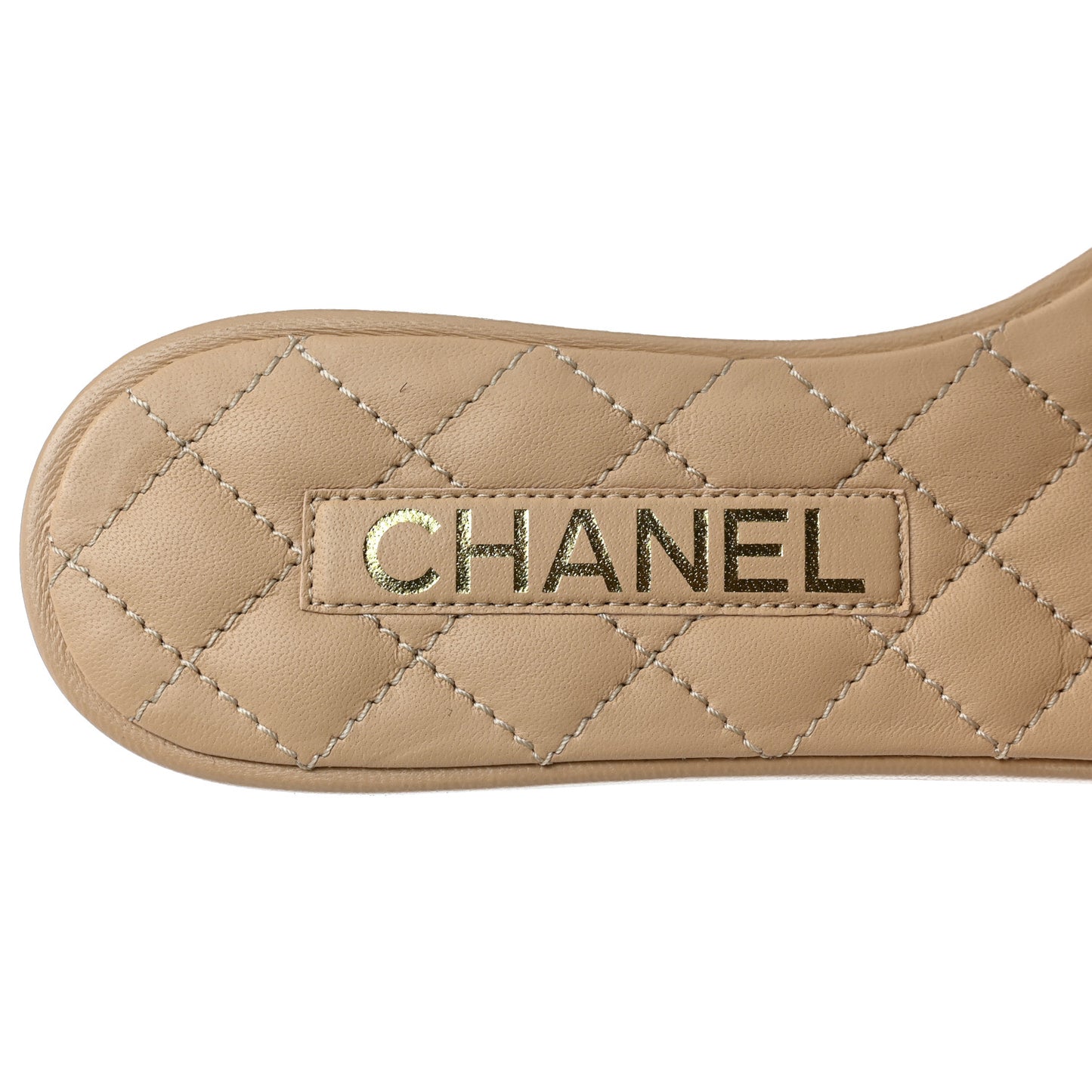 Lambskin Quilted CC Turnlock Sandals 35.5 Beige