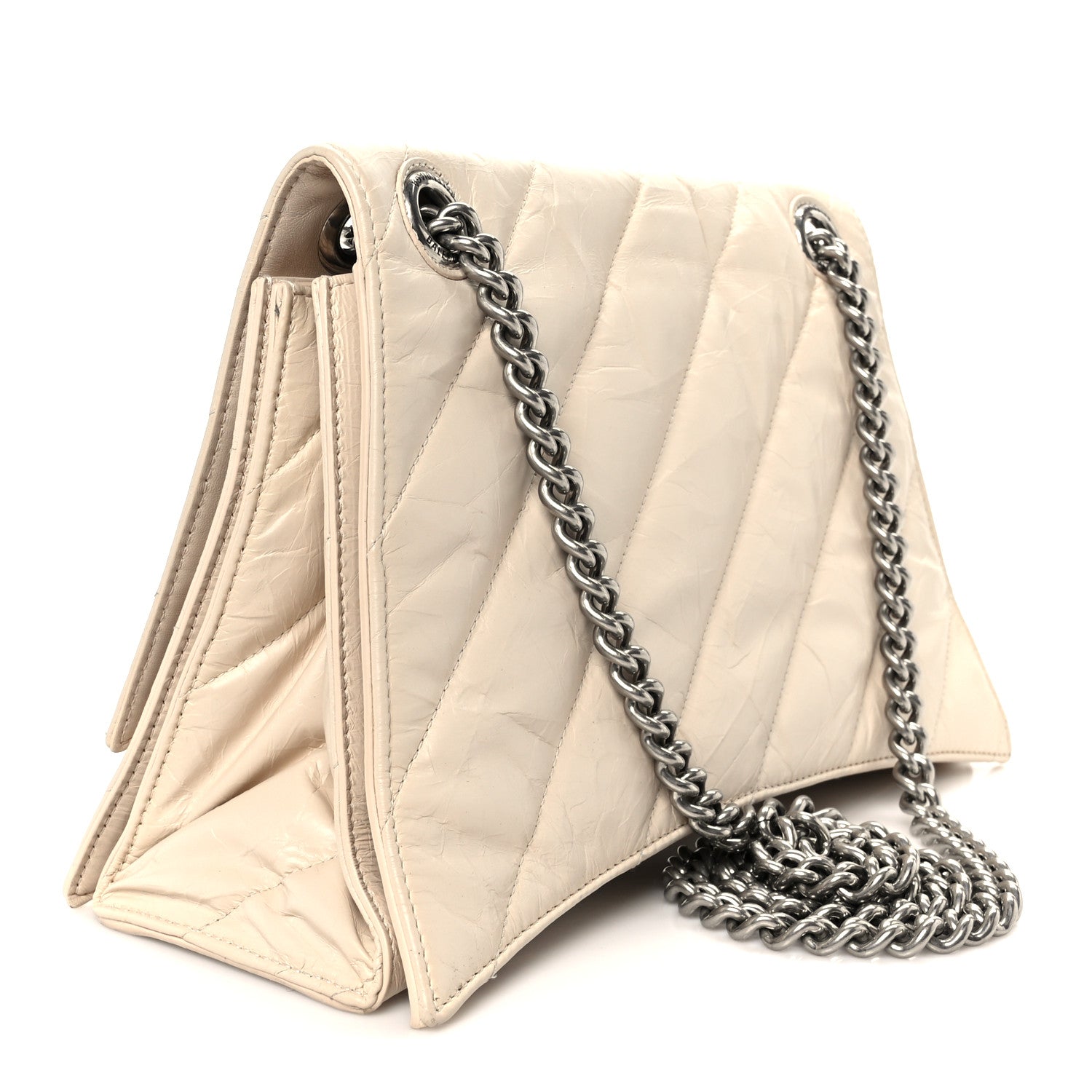 Balenciaga Crushed Calfskin Quilted Medium Crush Chain Bag Nude 3 of 9