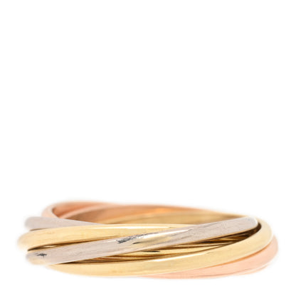 Cartier 18K Pink White Yellow Gold 7 Band Trinity Ring 53 6.25 3 of 5