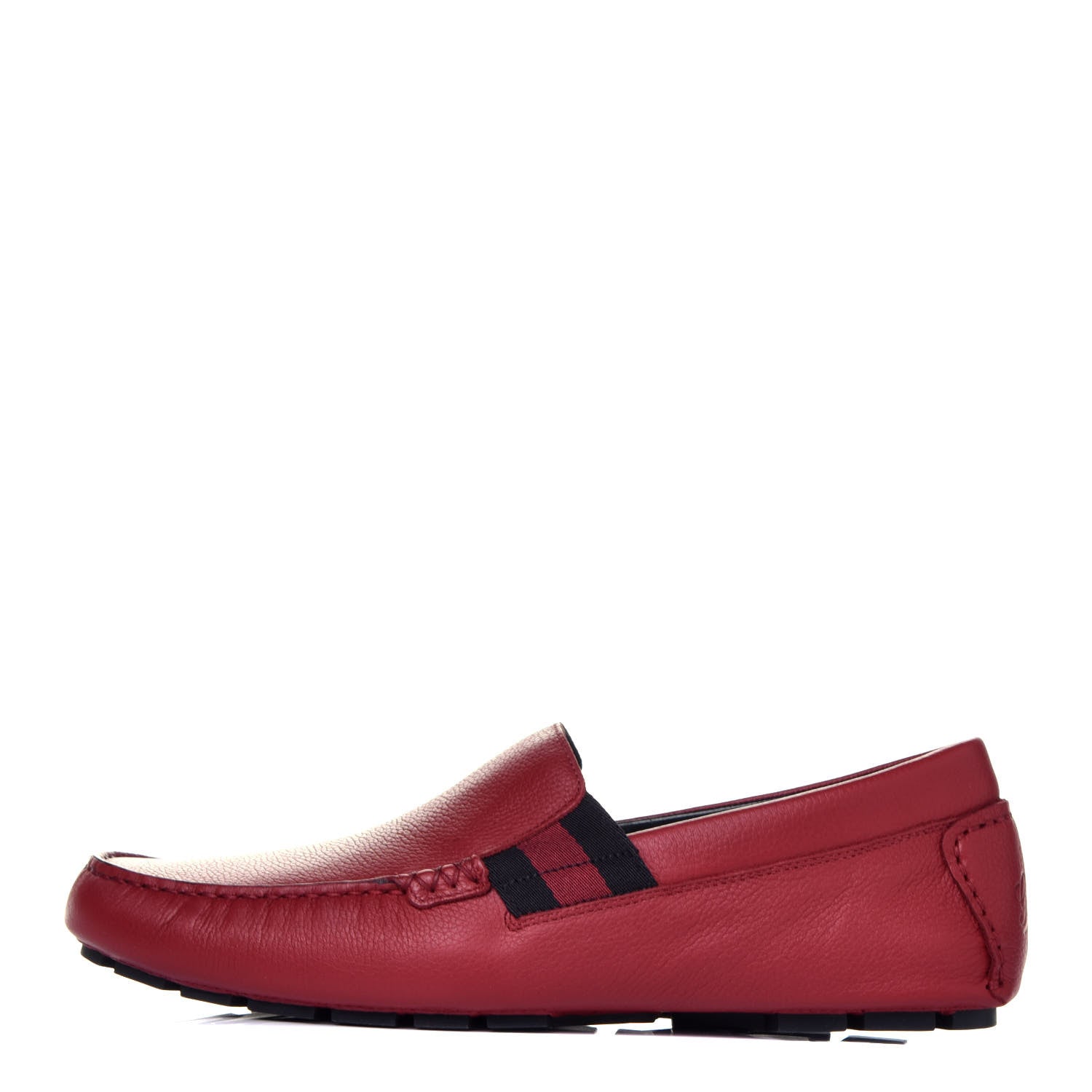 Gucci Calfskin Web Mens Driver Loafers 7.5 Red 1 of 8