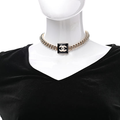Chanel Metal Enamel CC Square Choker Gold Black White 2 of 7