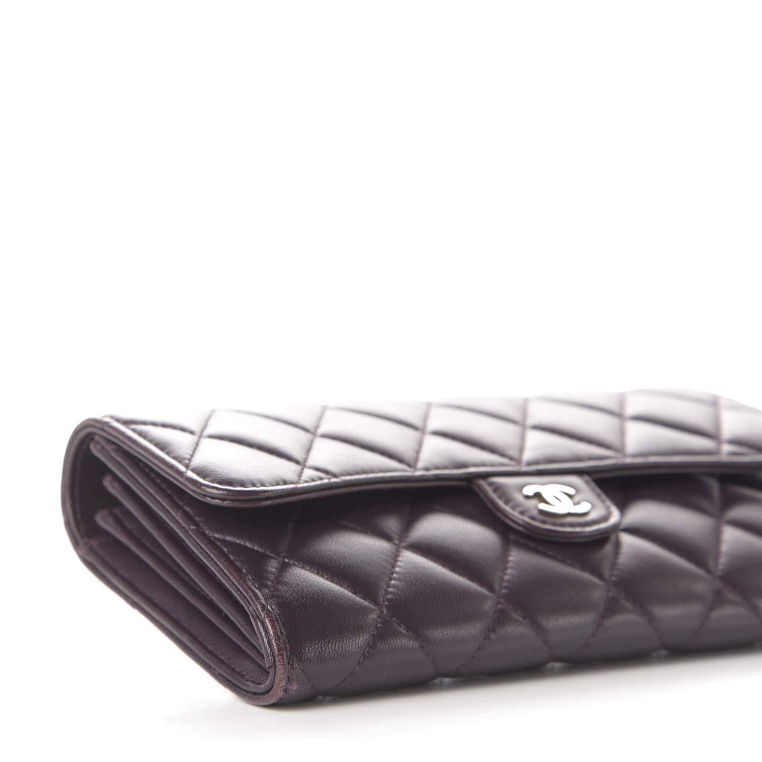 Chanel Lambskin Quilted Large Gusset Flap Wallet Purple 9 of 10